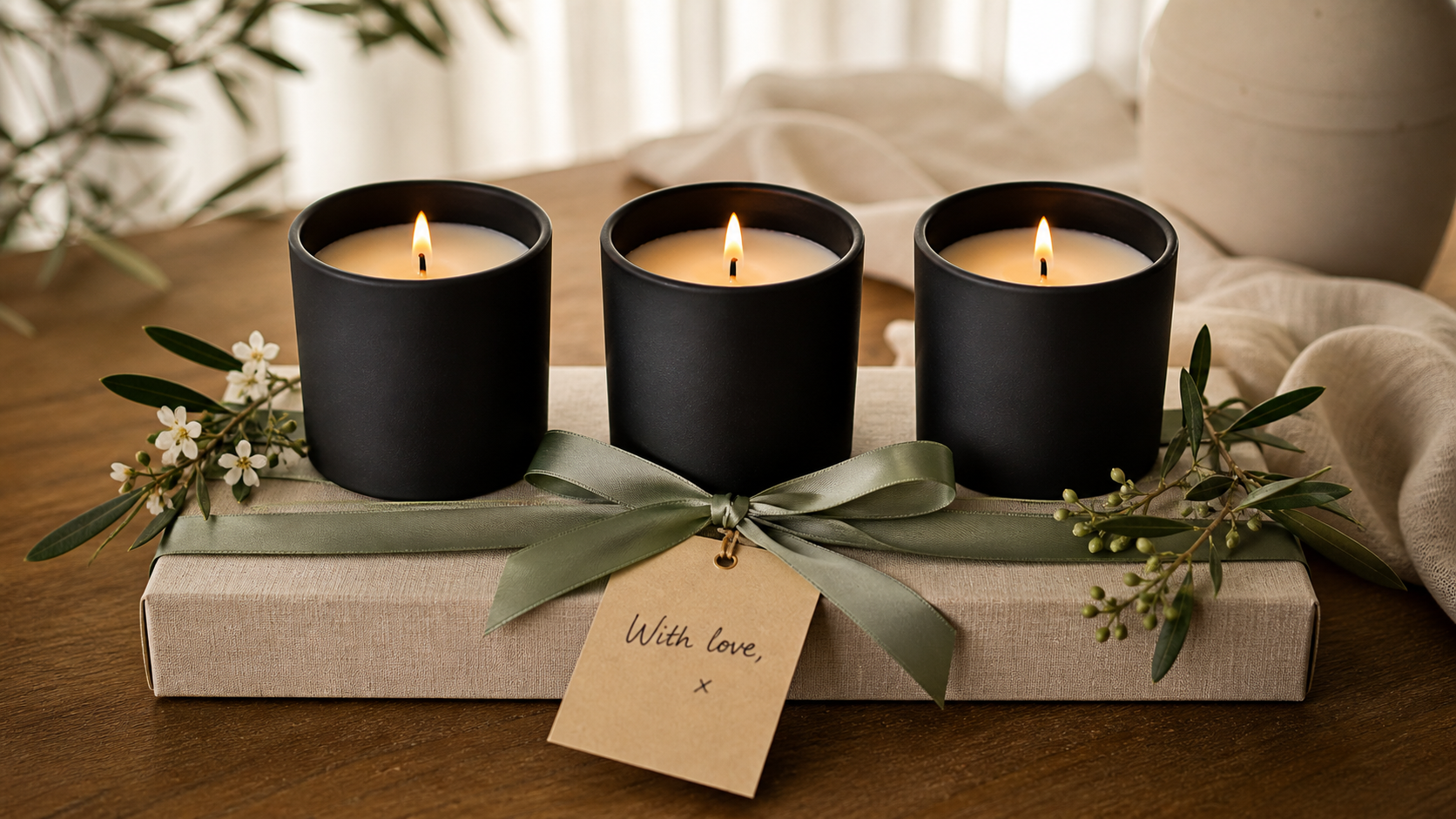 Pop and Vibe Vibe Trio wind-down candle gift set with three candles