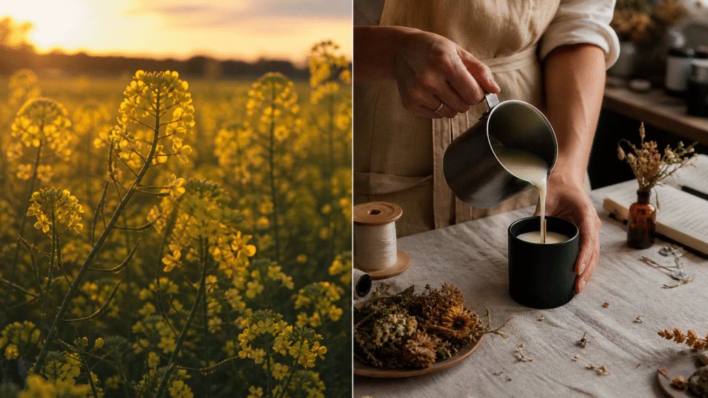 A clear-eyed comparison of plant-based candle waxes - rapeseed, soy and coconut - across sustainability, supply chain, and burn performance.